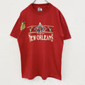 古着 used　ONEITA　半袖プリントTシャツ　刺繍デザイン　US製　NEW ORALEANS　カジュアル　レトロ　Mサイズ