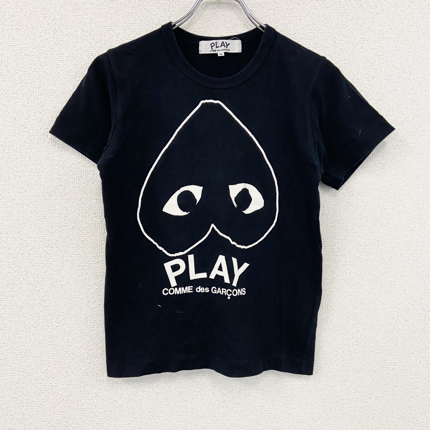 PLAY COMME des GARCONS　プレイコムデギャルソン　半袖プリントTシャツ　シングルステッチ　黒　ブラック　Mサイズ