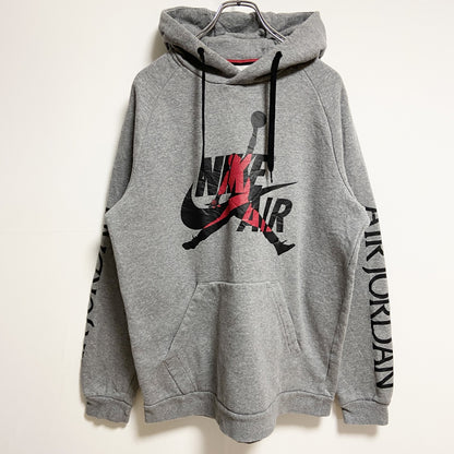 古着 used　NIKE JORDAN ナイキ　ジョーダン　長袖ジャンプマンロゴパーカー　フーディー　グレー　Lサイズ