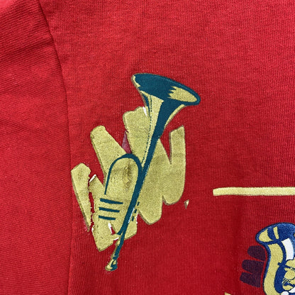 古着 used　ONEITA　半袖プリントTシャツ　刺繍デザイン　US製　NEW ORALEANS　カジュアル　レトロ　Mサイズ
