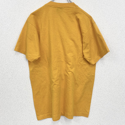 古着 used　90s　半袖プリントTシャツ　レトロデザイン　クルーネック　シングルステッチ　ヴィンテージ　イエロー　Lサイズ
