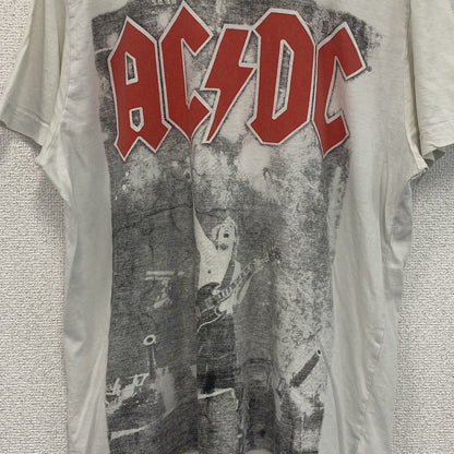 古着 used　AC/DC　半袖バンドプリントTシャツ　レトロデザイン　ミュージシャン　ロック　クルーネック　白　ホワイト　