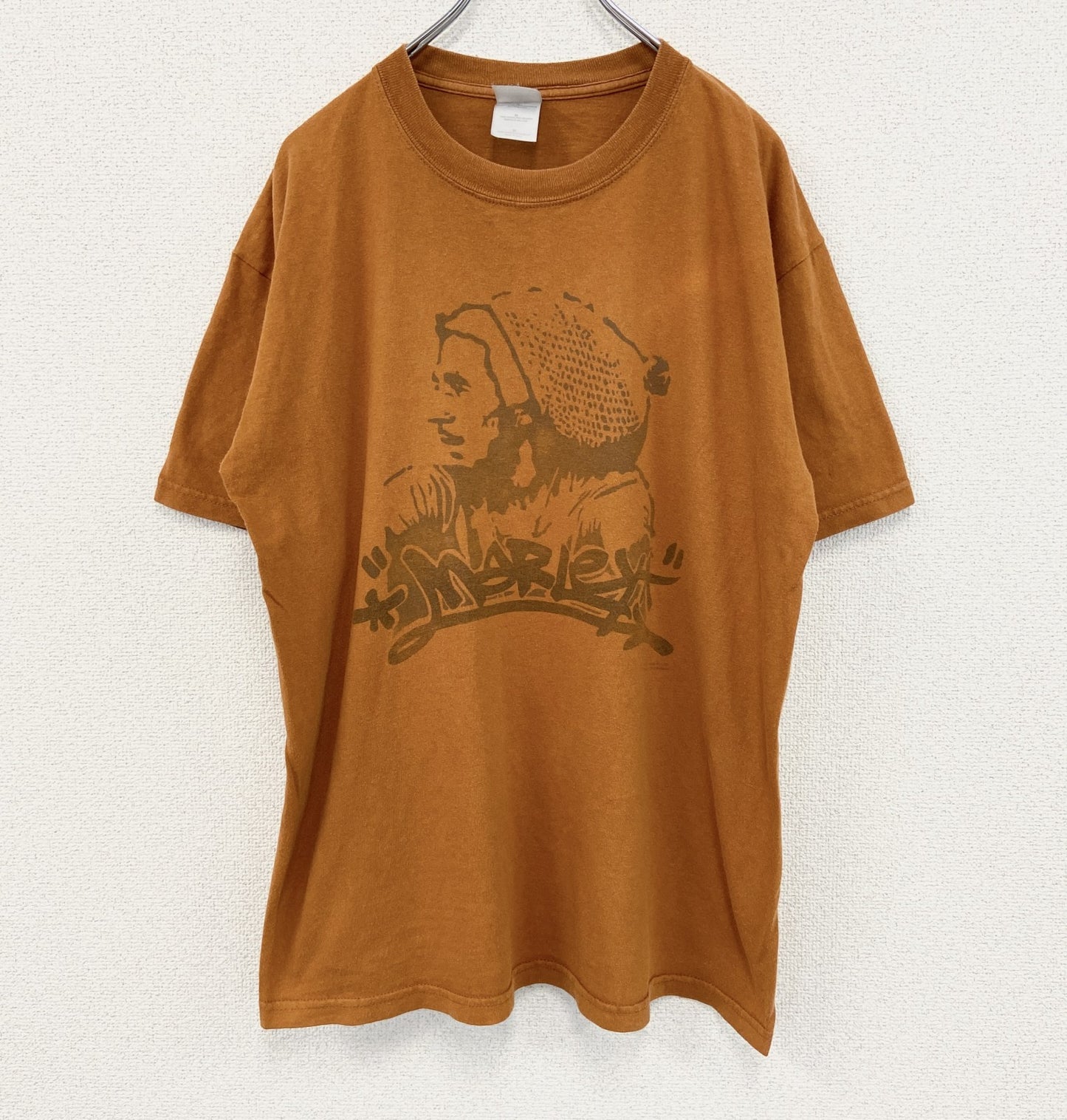 古着 used　URTRA COTTON　半袖プリントTシャツ　ボブ マリー　オレンジ　カジュアルデザイン　レトロ　Mサイズ