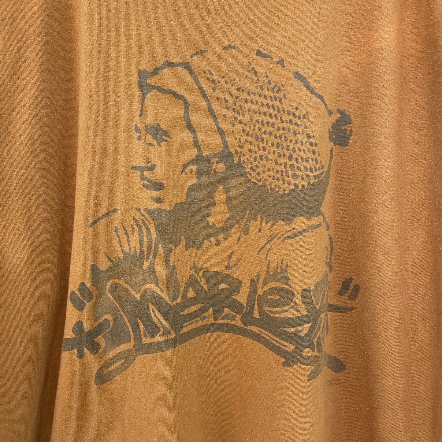 古着 used　URTRA COTTON　半袖プリントTシャツ　ボブ マリー　オレンジ　カジュアルデザイン　レトロ　Mサイズ