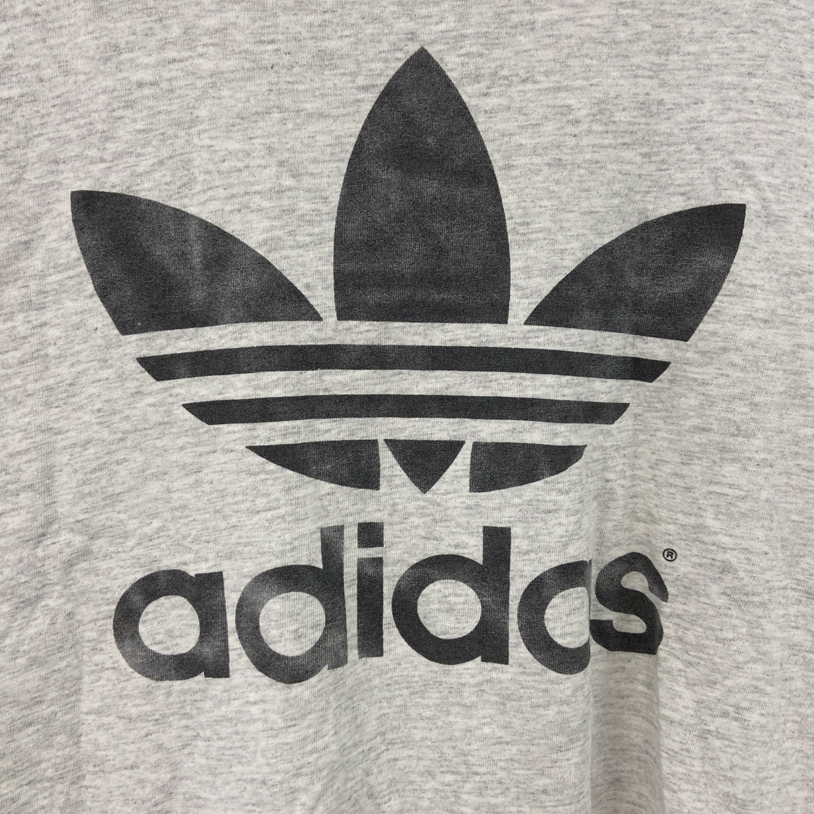 adidas　アディダス　半袖プリントTシャツ　シングルステッチ　霜降りグレー　Mサイズ