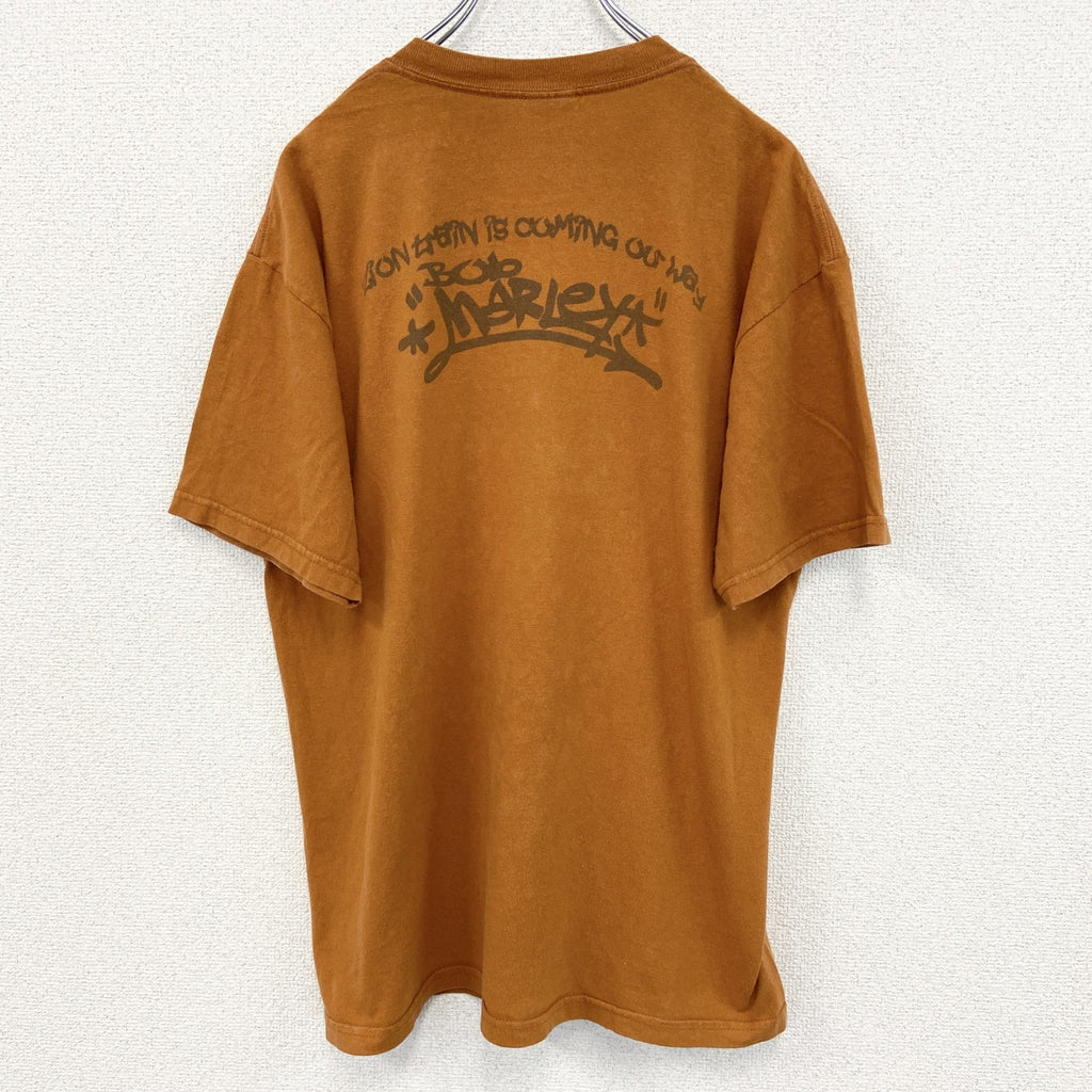 古着 used　URTRA COTTON　半袖プリントTシャツ　ボブ マリー　オレンジ　カジュアルデザイン　レトロ　Mサイズ