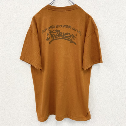 古着 used　URTRA COTTON　半袖プリントTシャツ　ボブ マリー　オレンジ　カジュアルデザイン　レトロ　Mサイズ