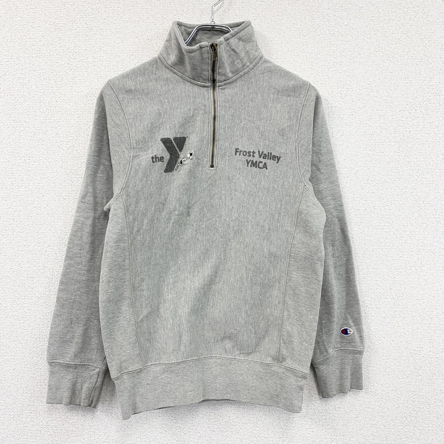 Champion　チャンピオン　リバースウィーブ　ハーフジップスウェット/トレーナー　霜降りグレー　Sサイズ