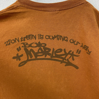 古着 used　URTRA COTTON　半袖プリントTシャツ　ボブ マリー　オレンジ　カジュアルデザイン　レトロ　Mサイズ