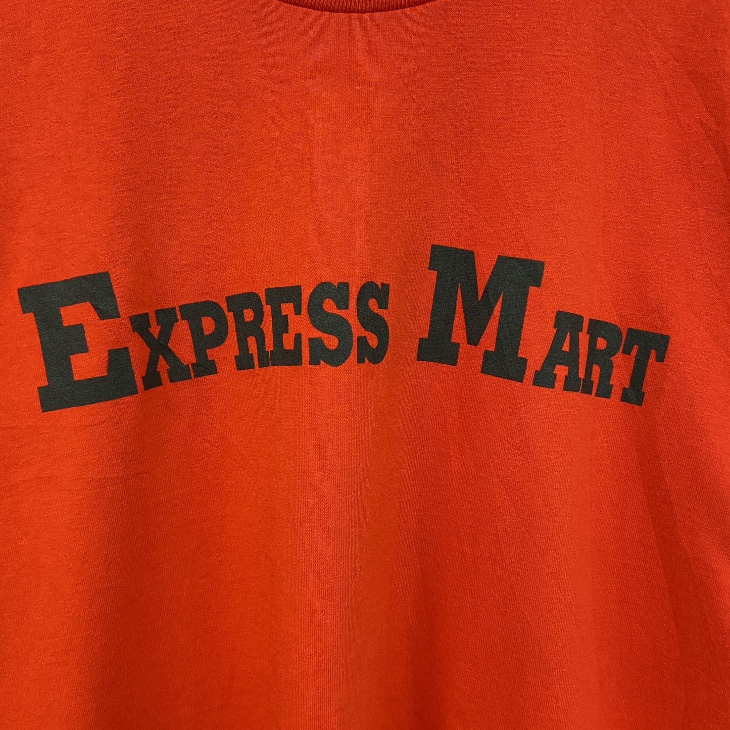 ～90s　Hanes　ヘインズ　半袖プリントTシャツ　EXPRESS MART　企業ロゴ　フェード　赤　レッド　Mサイズ