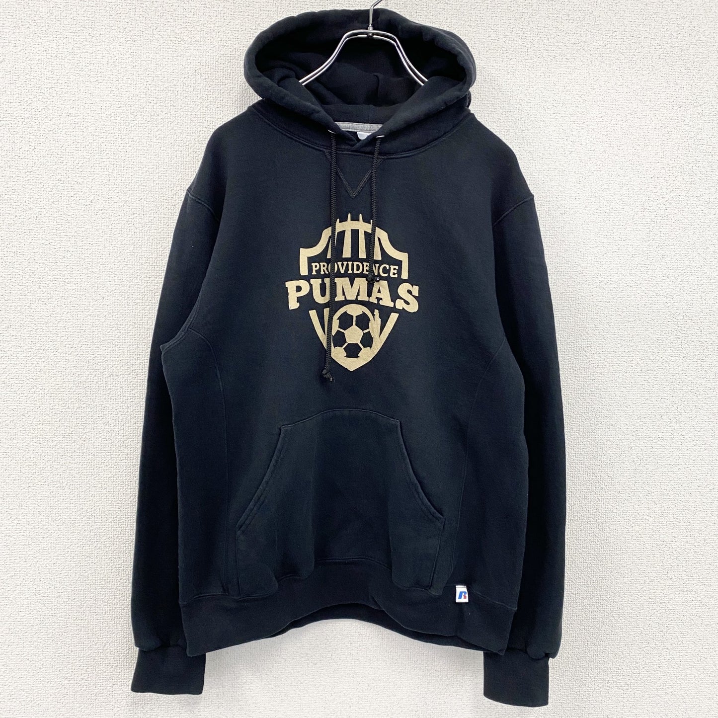 00s　RUSSELL ATHLETIC　スウェットパーカー/フーディー　ヴィンテージ　前V　黒　ブラック　Mサイズ