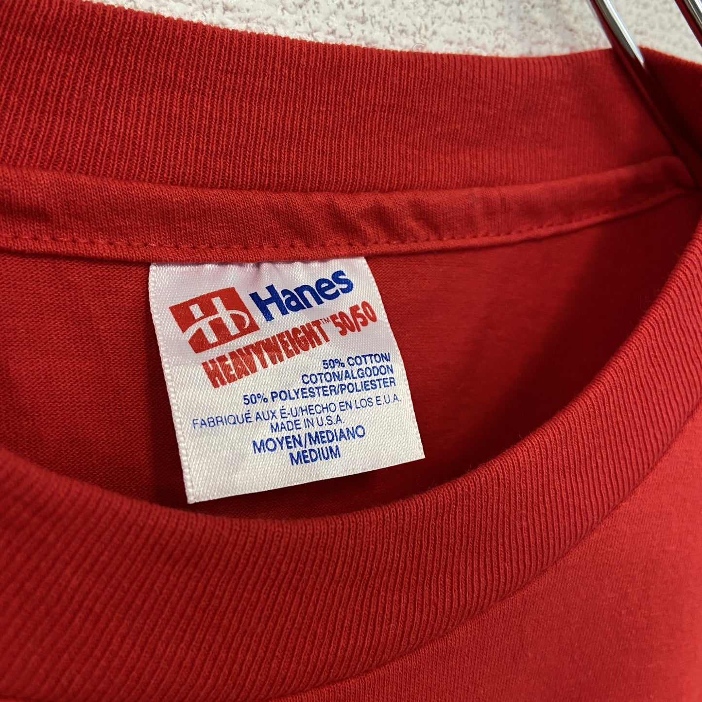 ～90s　Hanes　ヘインズ　半袖プリントTシャツ　EXPRESS MART　企業ロゴ　フェード　赤　レッド　Mサイズ