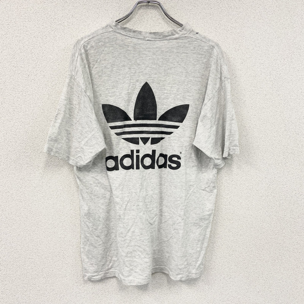 adidas　アディダス　半袖プリントTシャツ　シングルステッチ　霜降りグレー　Mサイズ