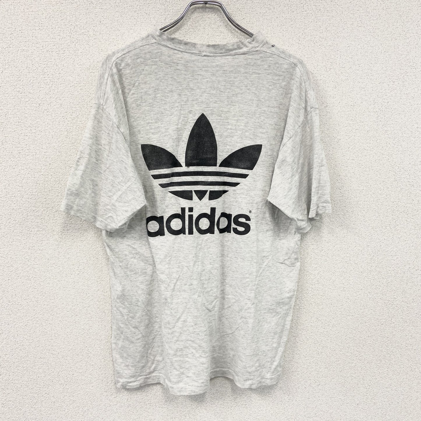 adidas　アディダス　半袖プリントTシャツ　シングルステッチ　霜降りグレー　Mサイズ