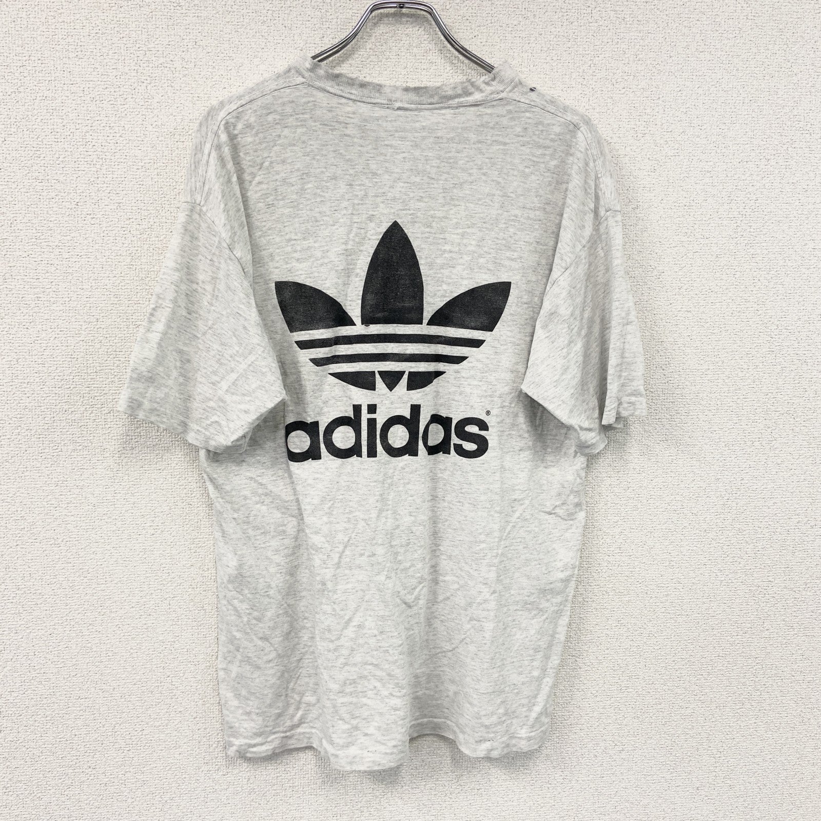 adidas　アディダス　半袖プリントTシャツ　シングルステッチ　霜降りグレー　Mサイズ