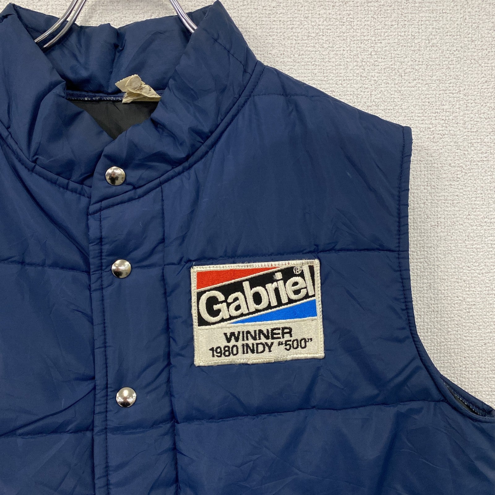 80s　Gabriel　ガブリエル　中綿ベスト　レージングナイロンベスト　ヴィンテージ　紺　ネイビー　XLサイズ