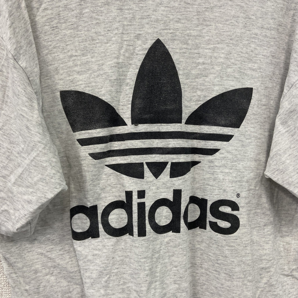 adidas　アディダス　半袖プリントTシャツ　シングルステッチ　霜降りグレー　Mサイズ