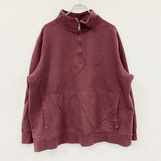 NAUTICA　ノーティカ　ハーフジップスウェット/トレーナー　ボルドー　カシスレッド　2XLサイズ