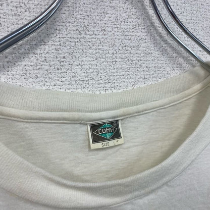古着 used　90s　半袖プリントTシャツ　シングルステッチ　レトロ　ヴィンテージ　クルーネック　白　ホワイト　Lサイズ　