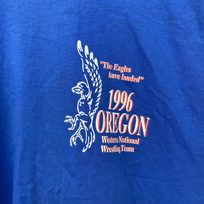 古着 used　GILDAN　ギルダン　半袖プリントTシャツ　90s　クルーネック　シングルステッチ　レトロ　ブルー　XXLサイズ