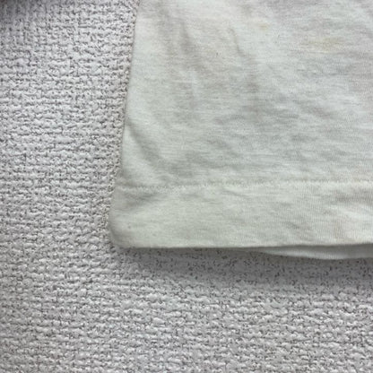 古着 used　90s　半袖プリントTシャツ　シングルステッチ　レトロ　ヴィンテージ　クルーネック　白　ホワイト　Lサイズ　