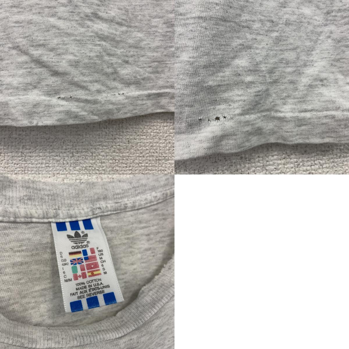 adidas　アディダス　半袖プリントTシャツ　シングルステッチ　霜降りグレー　Mサイズ