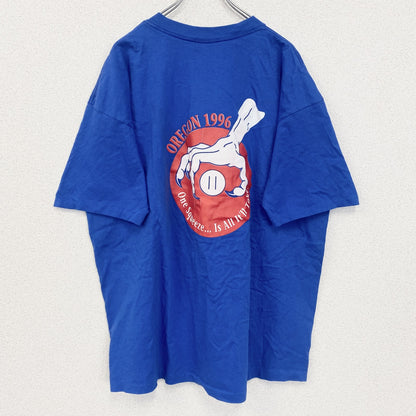 古着 used　GILDAN　ギルダン　半袖プリントTシャツ　90s　クルーネック　シングルステッチ　レトロ　ブルー　XXLサイズ