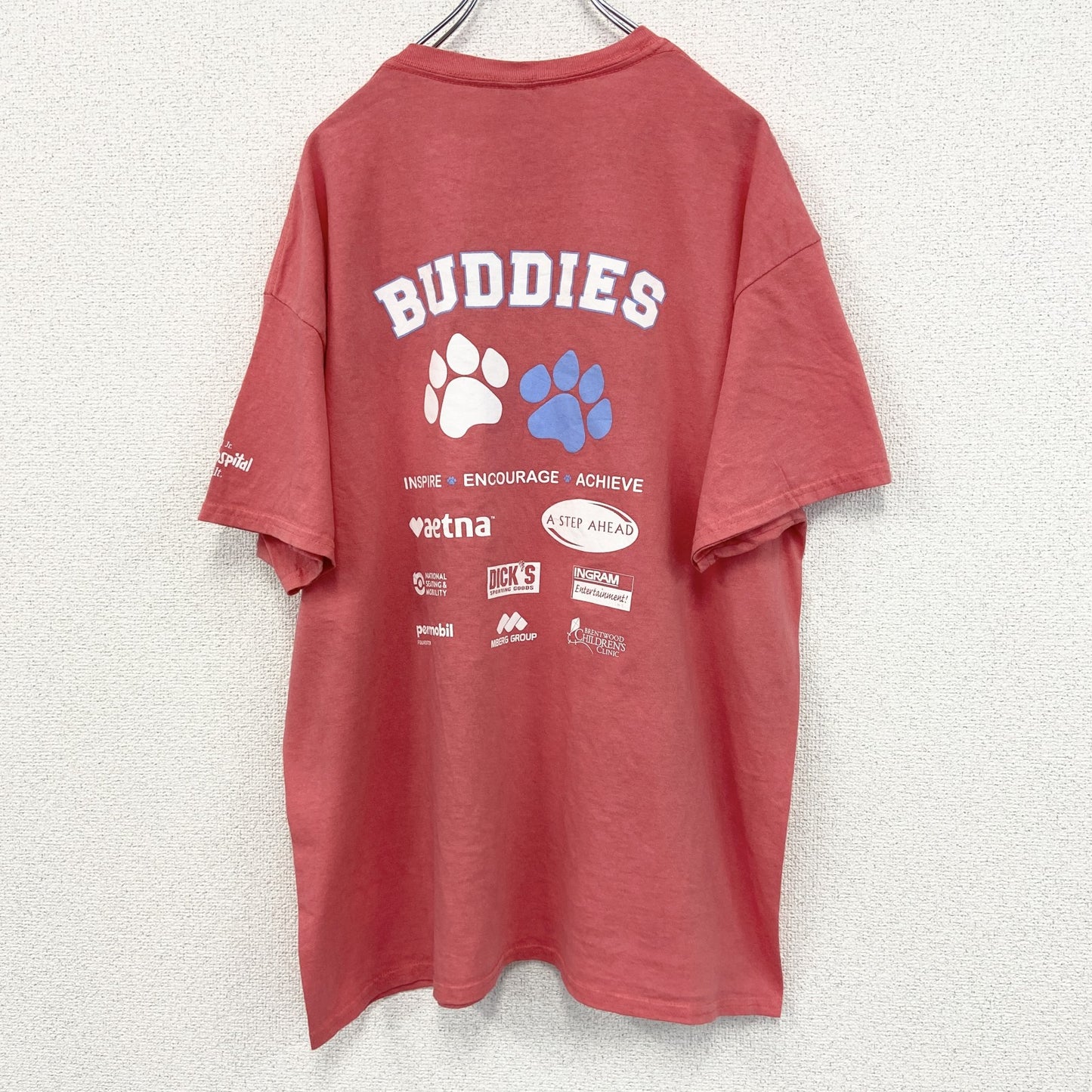 古着 used　GILDAN ギルダン　半袖プリントTシャツ　犬　dog　ピンク　カジュアルデザイン　レトロ　XLサイズ