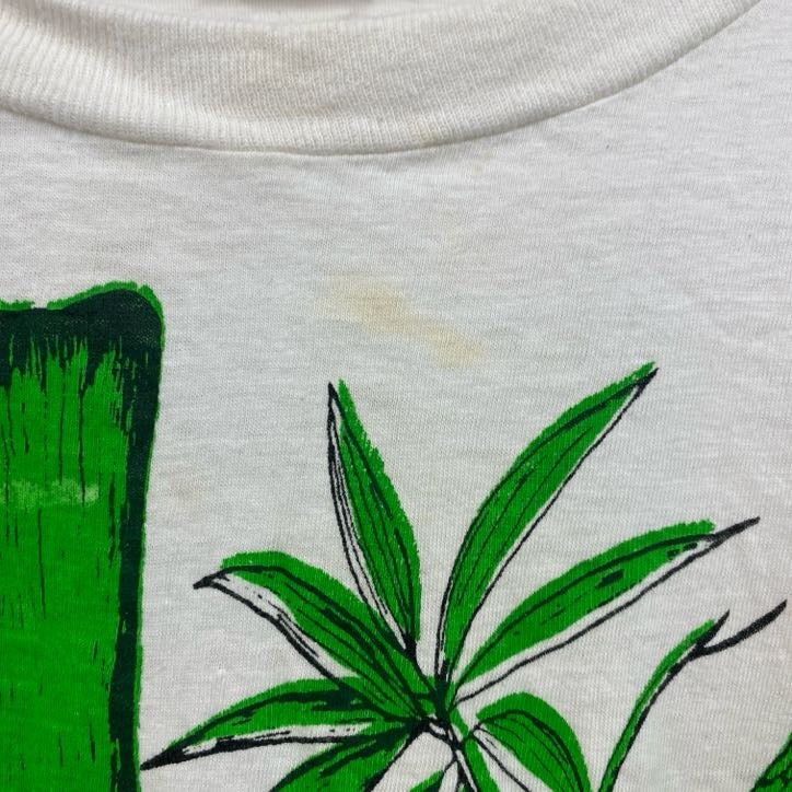 古着 used　90s　半袖プリントTシャツ　シングルステッチ　レトロ　ヴィンテージ　クルーネック　白　ホワイト　Lサイズ　