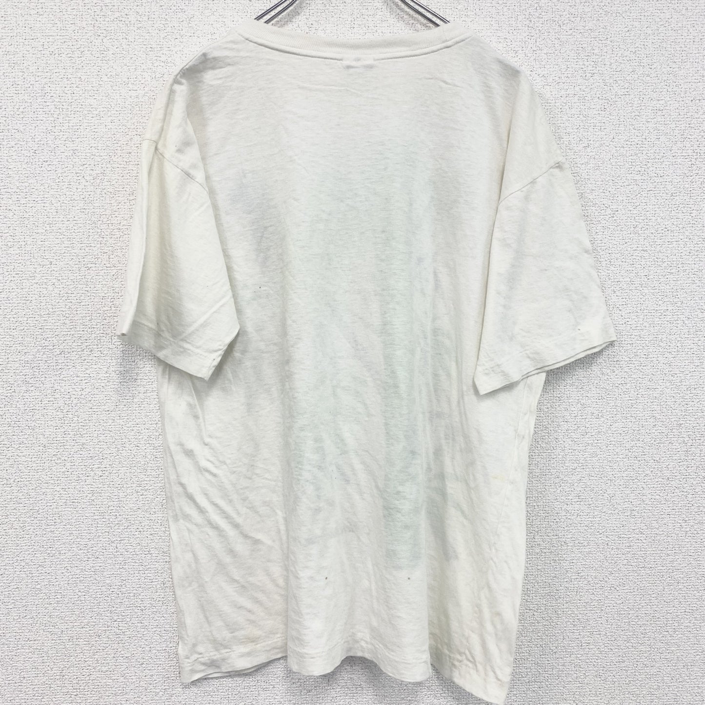 古着 used　90s　半袖プリントTシャツ　シングルステッチ　レトロ　ヴィンテージ　クルーネック　白　ホワイト　Lサイズ　