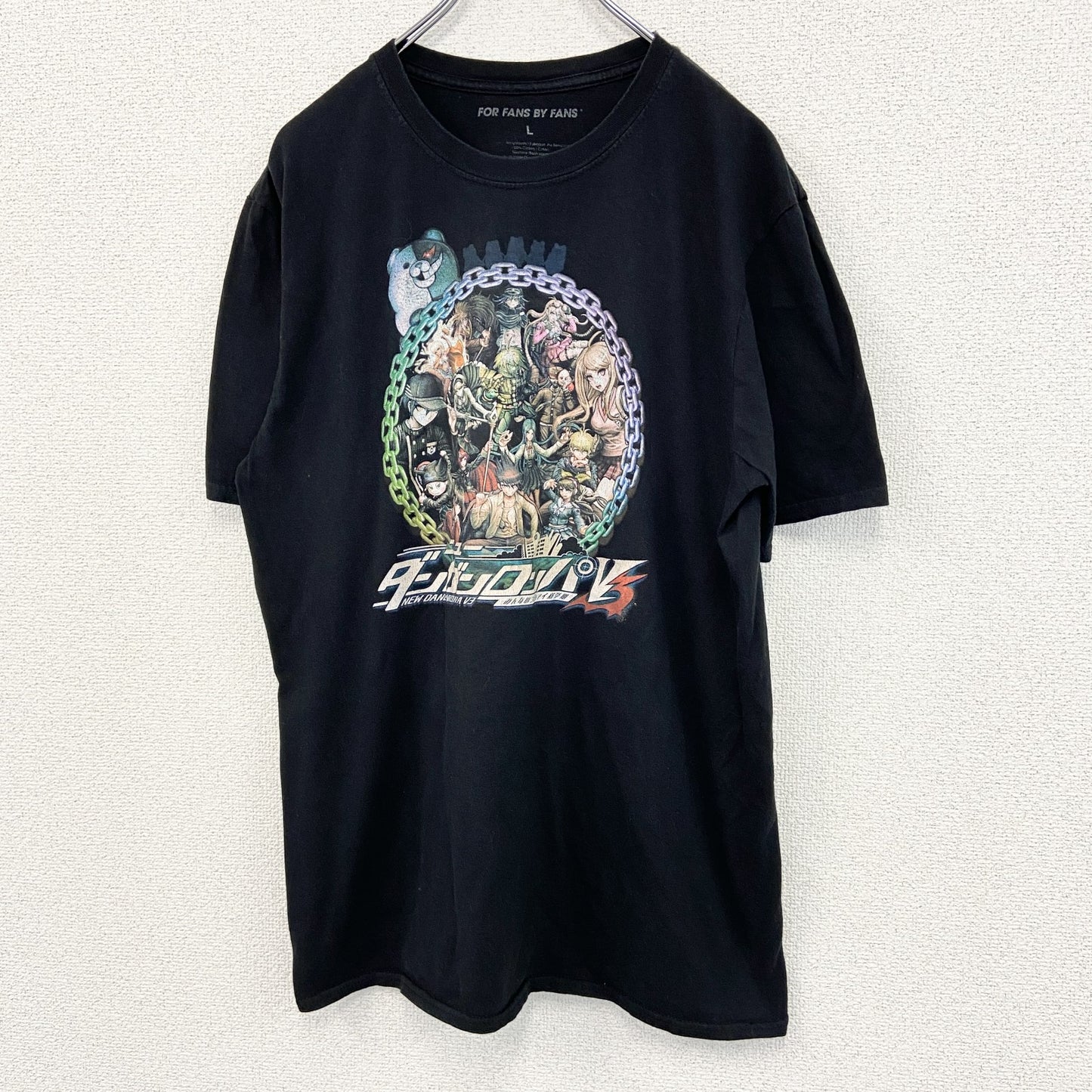 古着 used　FOR FANS BY FANS　半袖アニメプリントTシャツ　ダンガンロンパ　黒　ブラック　レトロ　Lサイズ