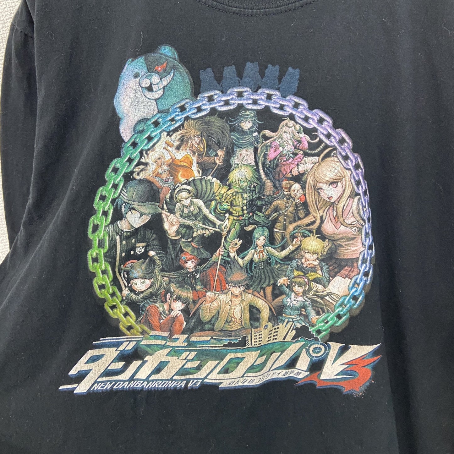 古着 used　FOR FANS BY FANS　半袖アニメプリントTシャツ　ダンガンロンパ　黒　ブラック　レトロ　Lサイズ