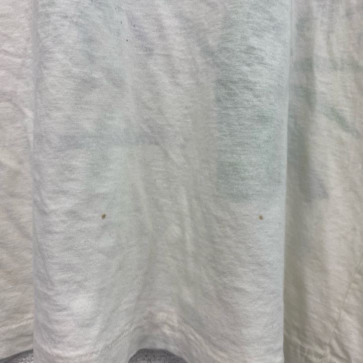 古着 used　90s　半袖プリントTシャツ　シングルステッチ　レトロ　ヴィンテージ　クルーネック　白　ホワイト　Lサイズ　