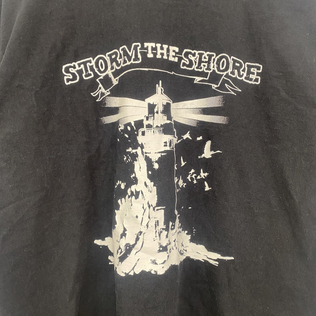 FRUIT OF THE LOOM　半袖プリントバンドTシャツ　Storm the Shore　クルーネック　黒　ブラック　Sサイズ