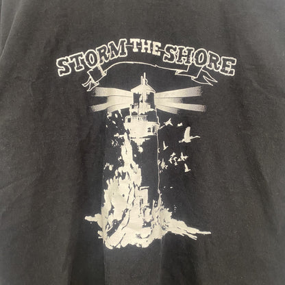 FRUIT OF THE LOOM　半袖プリントバンドTシャツ　Storm the Shore　クルーネック　黒　ブラック　Sサイズ