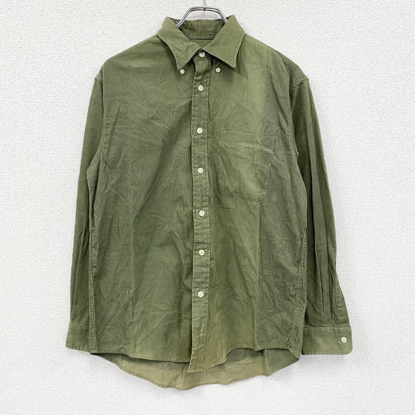 ～00s　OLD UNIQLO　オールドユニクロ　長袖コーデュロイシャツ　ボタンダウンシャツ　カーキ　Mサイズ