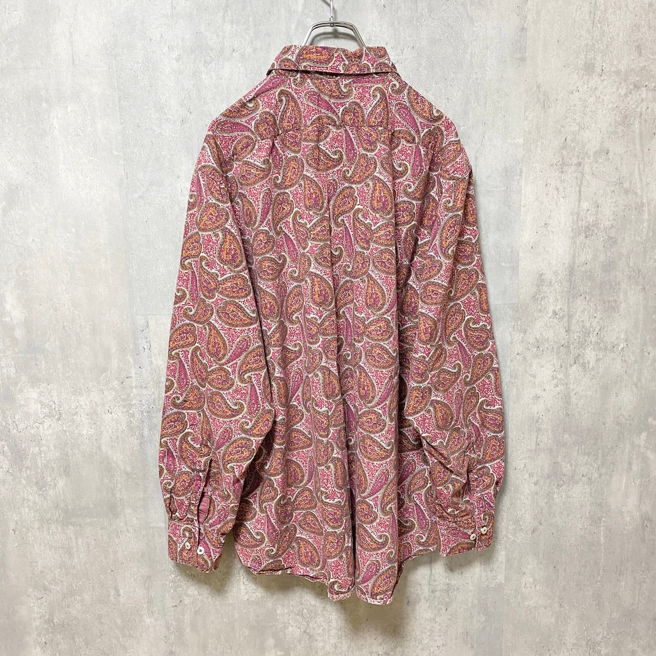 古着 used　CREMIEUX PREMIUM DENIM　長袖総柄シャツ　ペイズリー柄　ビックシルエット　2XLサイズ