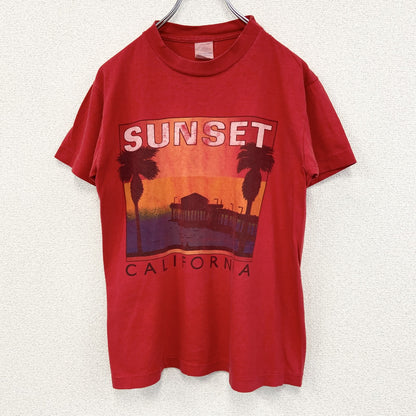 古着 used　半袖プリントTシャツ　SUNSET　CALIFORNIA　風景　90s　シングルステッチ　カジュアル　Sサイズ