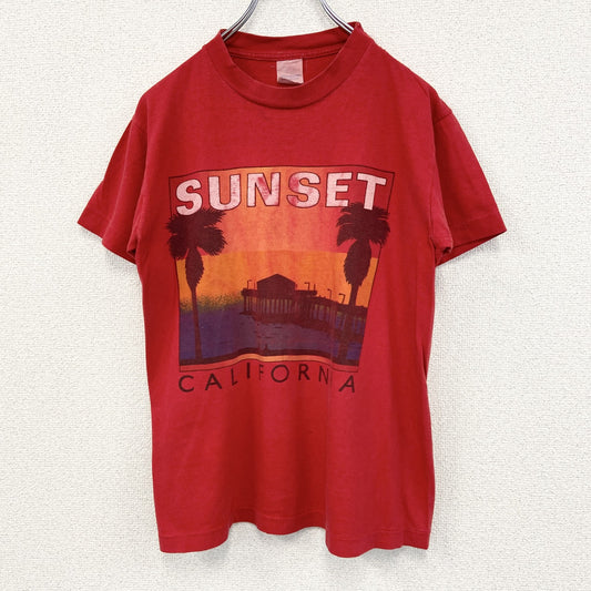 古着 used　半袖プリントTシャツ　SUNSET　CALIFORNIA　風景　90s　シングルステッチ　カジュアル　Sサイズ