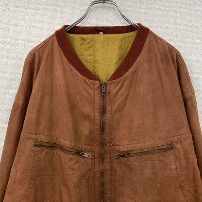 ～90s　 Leather Bomber Jacket　レザーボンバージャケット　レザーブルゾン　ヴィンテージ　オレンジブラウン　54サイズ