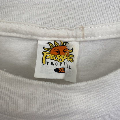 古着 used　半袖アニマルプリントTシャツ　レトロデザイン　クルーネック　イルカ　メキシコ　白　ホワイト　XLサイズ