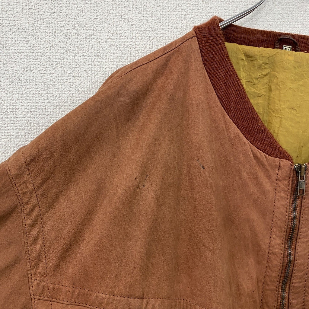 ～90s　 Leather Bomber Jacket　レザーボンバージャケット　レザーブルゾン　ヴィンテージ　オレンジブラウン　54サイズ