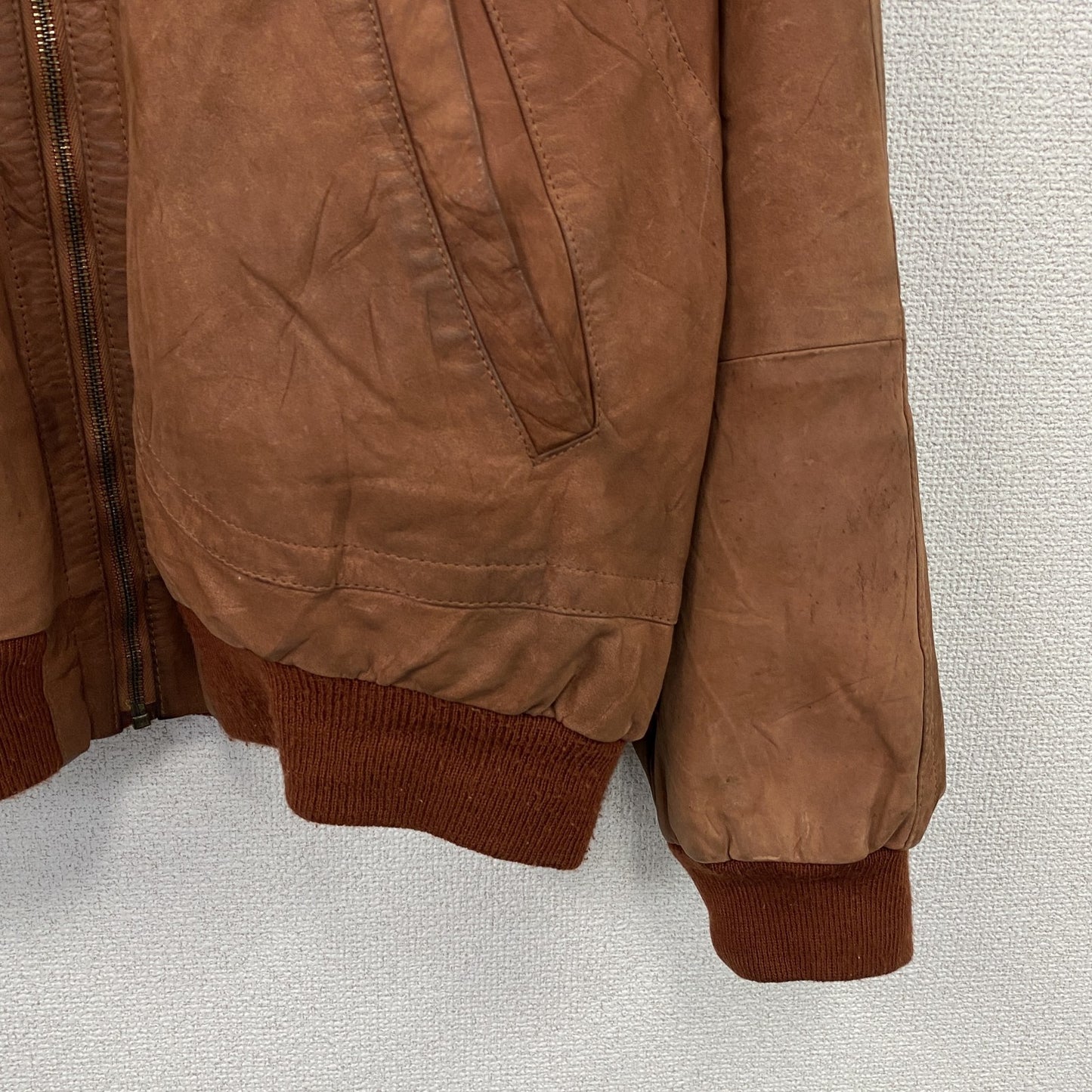 ～90s　 Leather Bomber Jacket　レザーボンバージャケット　レザーブルゾン　ヴィンテージ　オレンジブラウン　54サイズ