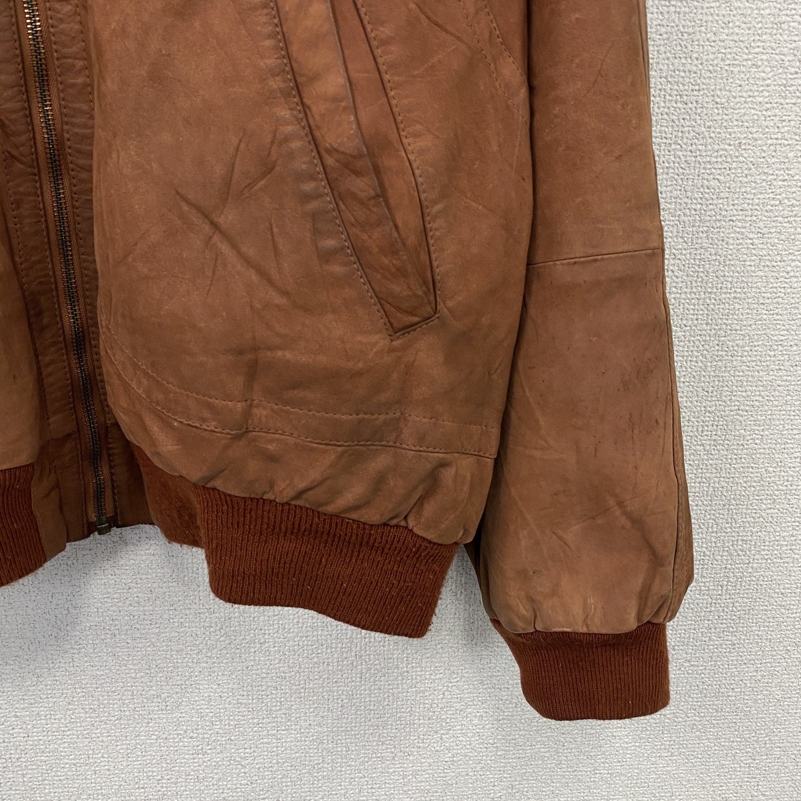 ～90s　 Leather Bomber Jacket　レザーボンバージャケット　レザーブルゾン　ヴィンテージ　オレンジブラウン　54サイズ