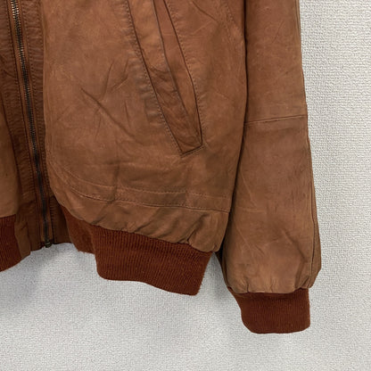 ～90s　 Leather Bomber Jacket　レザーボンバージャケット　レザーブルゾン　ヴィンテージ　オレンジブラウン　54サイズ