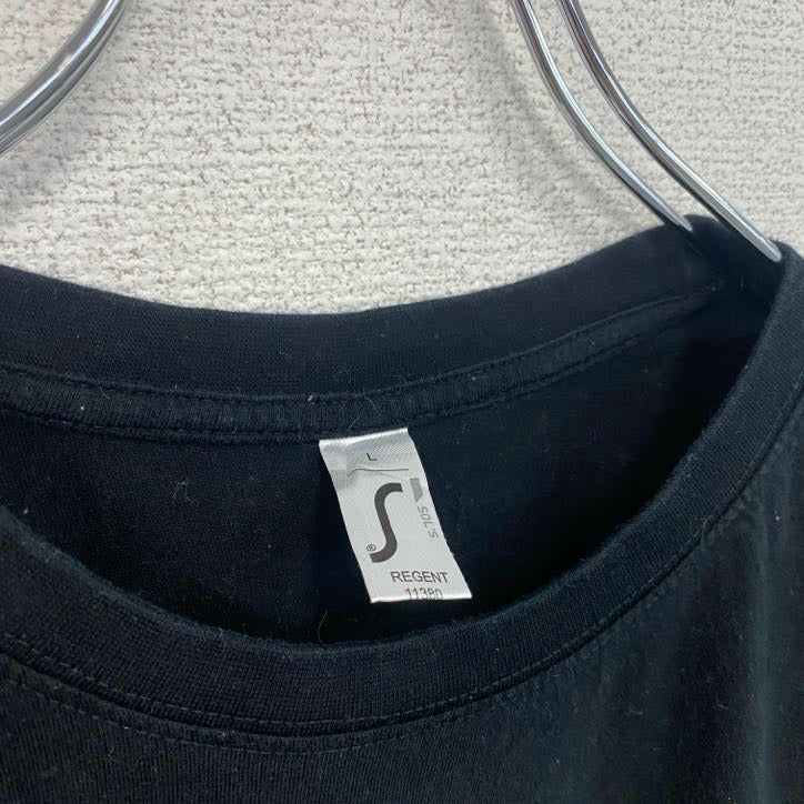 古着 used　半袖アニマルプリントTシャツ　狼　グラフィック　ウルフ　レトロデザイン　クルーネック　黒　ブラック　Lサイズ