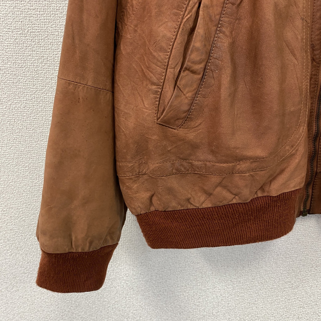 ～90s　 Leather Bomber Jacket　レザーボンバージャケット　レザーブルゾン　ヴィンテージ　オレンジブラウン　54サイズ