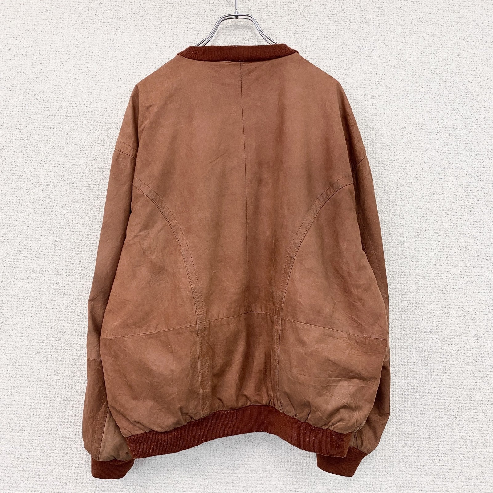 ～90s　 Leather Bomber Jacket　レザーボンバージャケット　レザーブルゾン　ヴィンテージ　オレンジブラウン　54サイズ