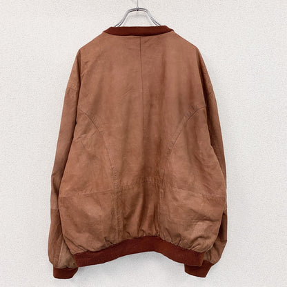 ～90s　 Leather Bomber Jacket　レザーボンバージャケット　レザーブルゾン　ヴィンテージ　オレンジブラウン　54サイズ