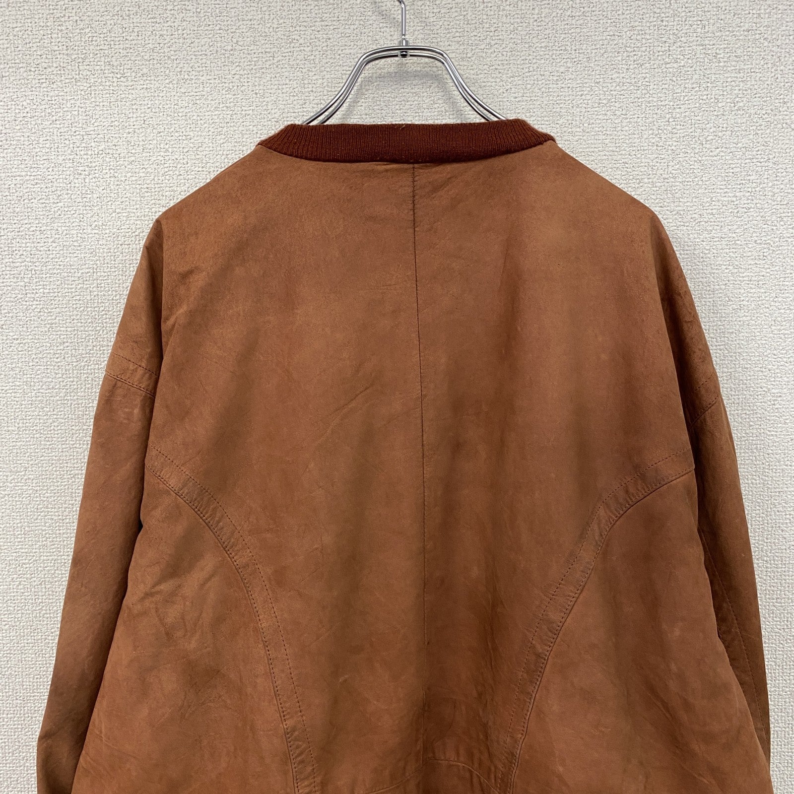 ～90s　 Leather Bomber Jacket　レザーボンバージャケット　レザーブルゾン　ヴィンテージ　オレンジブラウン　54サイズ